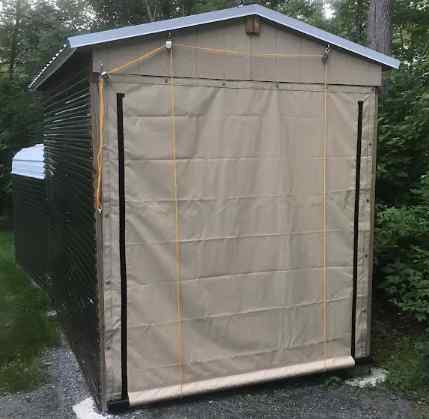 Tan roll-up door tarp